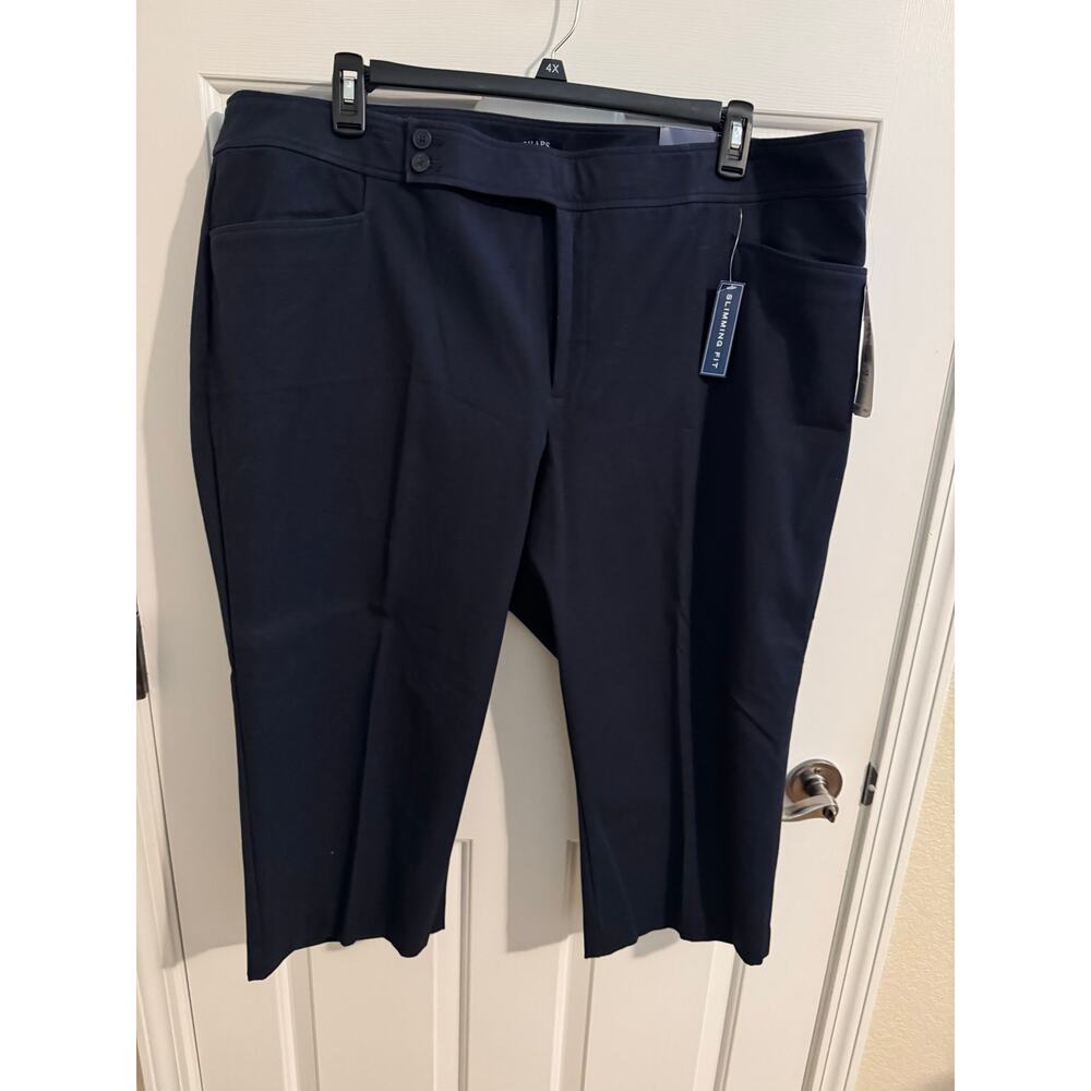 Chaps New Slimming Fit Womens Dress Capri Plus 24W Navy Blue